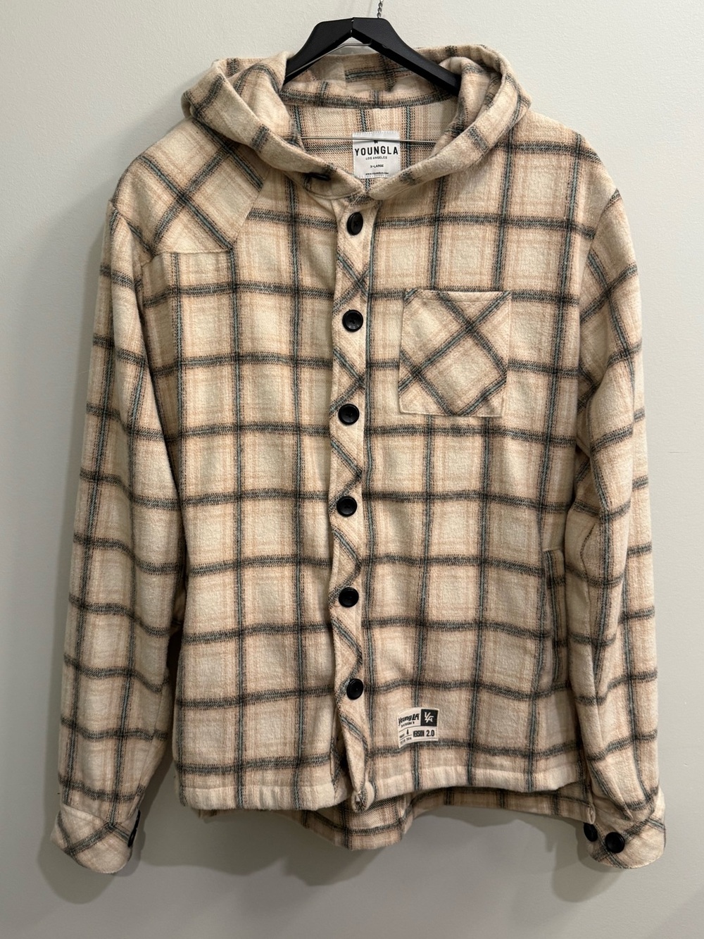 YoungLA - Hooded Flannel - Cream/Tan - XL